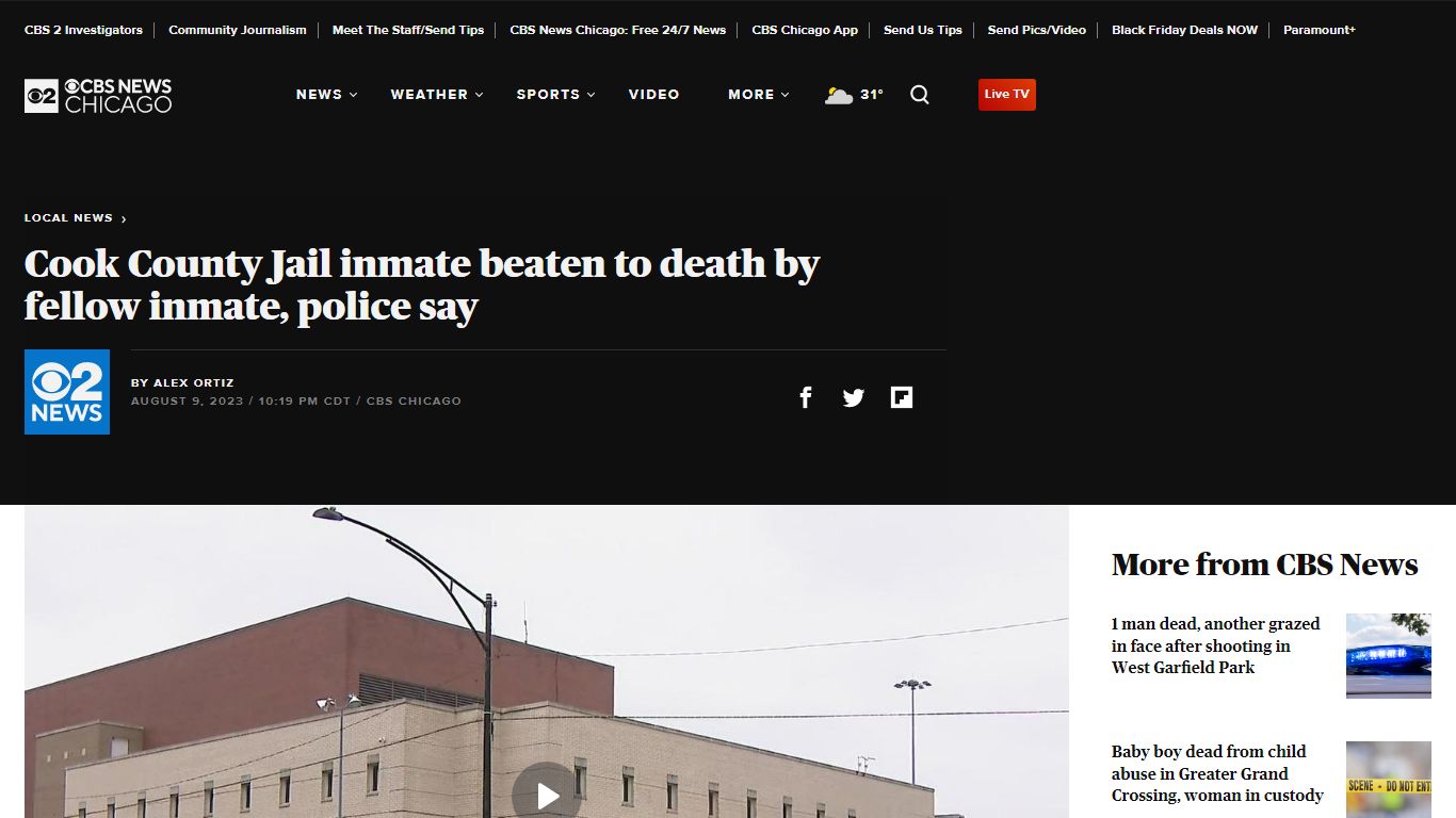 Cook County jail inmate beaten to death by fellow inmate - CBS Chicago